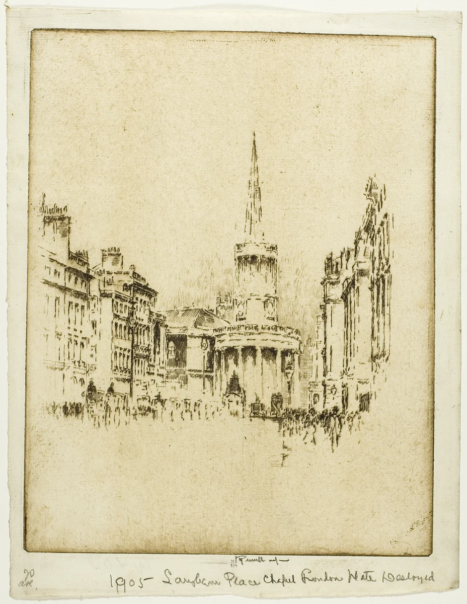 Langham Place Chapel by Joseph Pennell, print, 1906