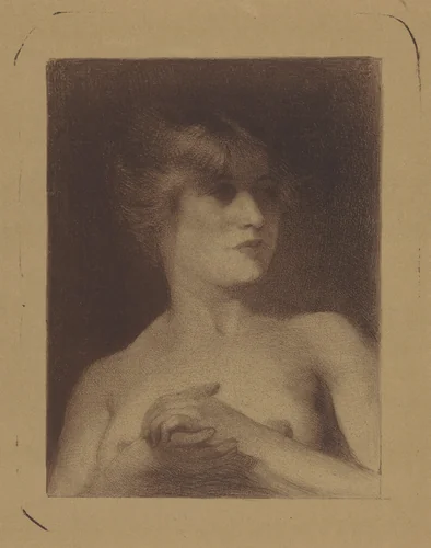 Portret van een onbekende vrouw by Théo Dijkwel, print, 1891-1938