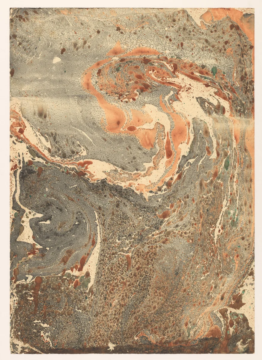 Spiraalmarmer in grijs, oranjebruin en groen by anonymous, other, 1900-1969