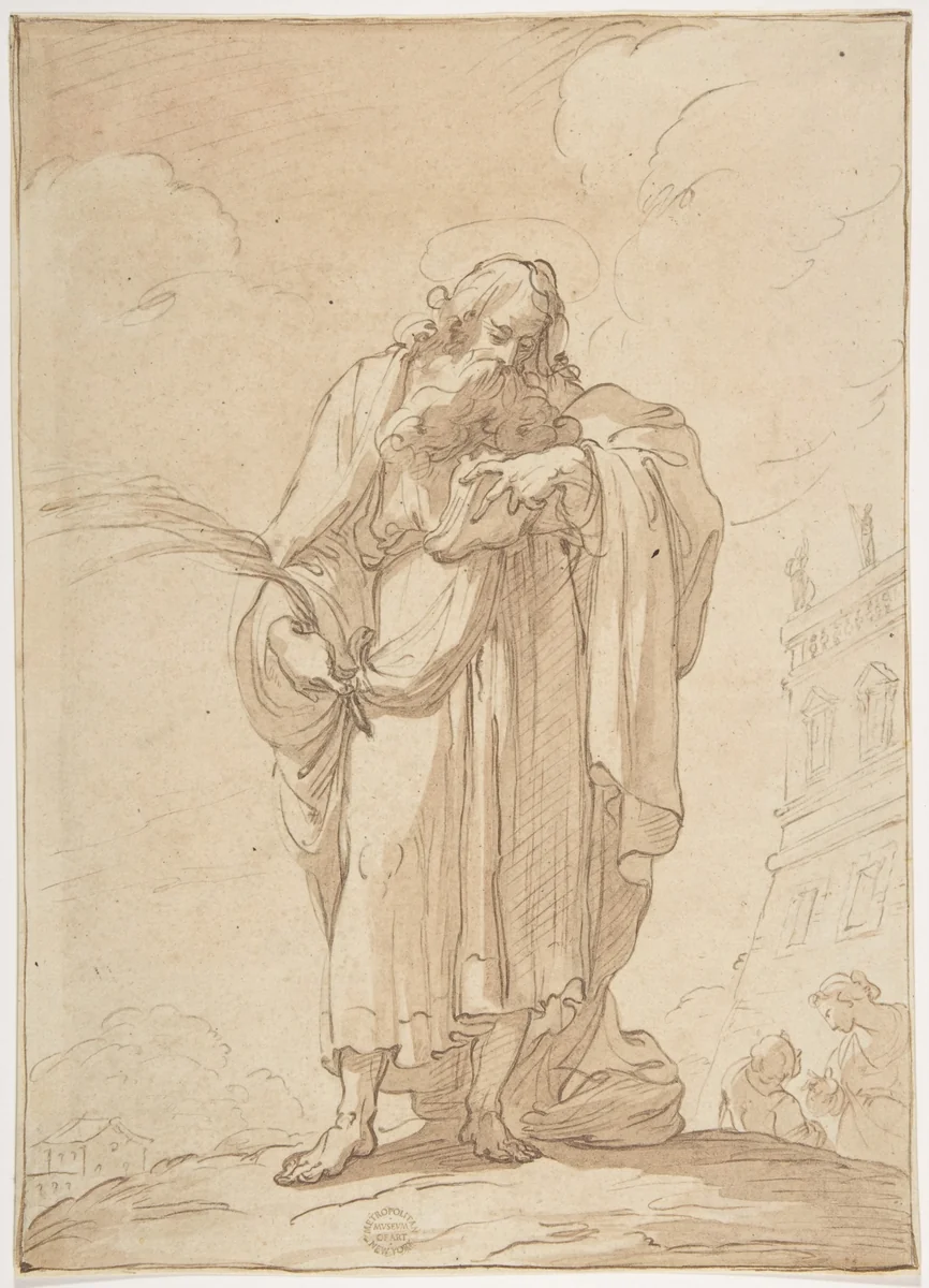 A Martyr Saint Reading by Gaetano Gandolfi, drawing, 1734-1802