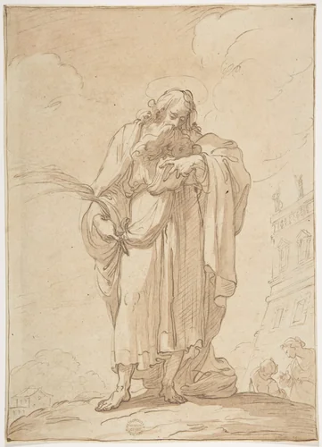 A Martyr Saint Reading by Gaetano Gandolfi, drawing, 1734-1802