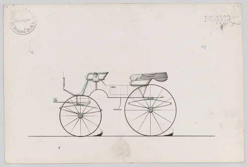 Design for 2 seat Phaeton, no. 3033a by Brewster & Co., drawing, 1874
