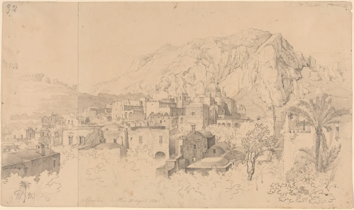 View of Capri by Gustaf Wilhelm Palm, drawing, 1841
