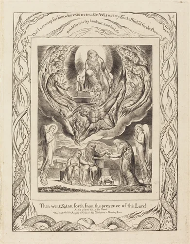 Satan Going Forth from the Presence of the Lord by William Blake, print, 1825