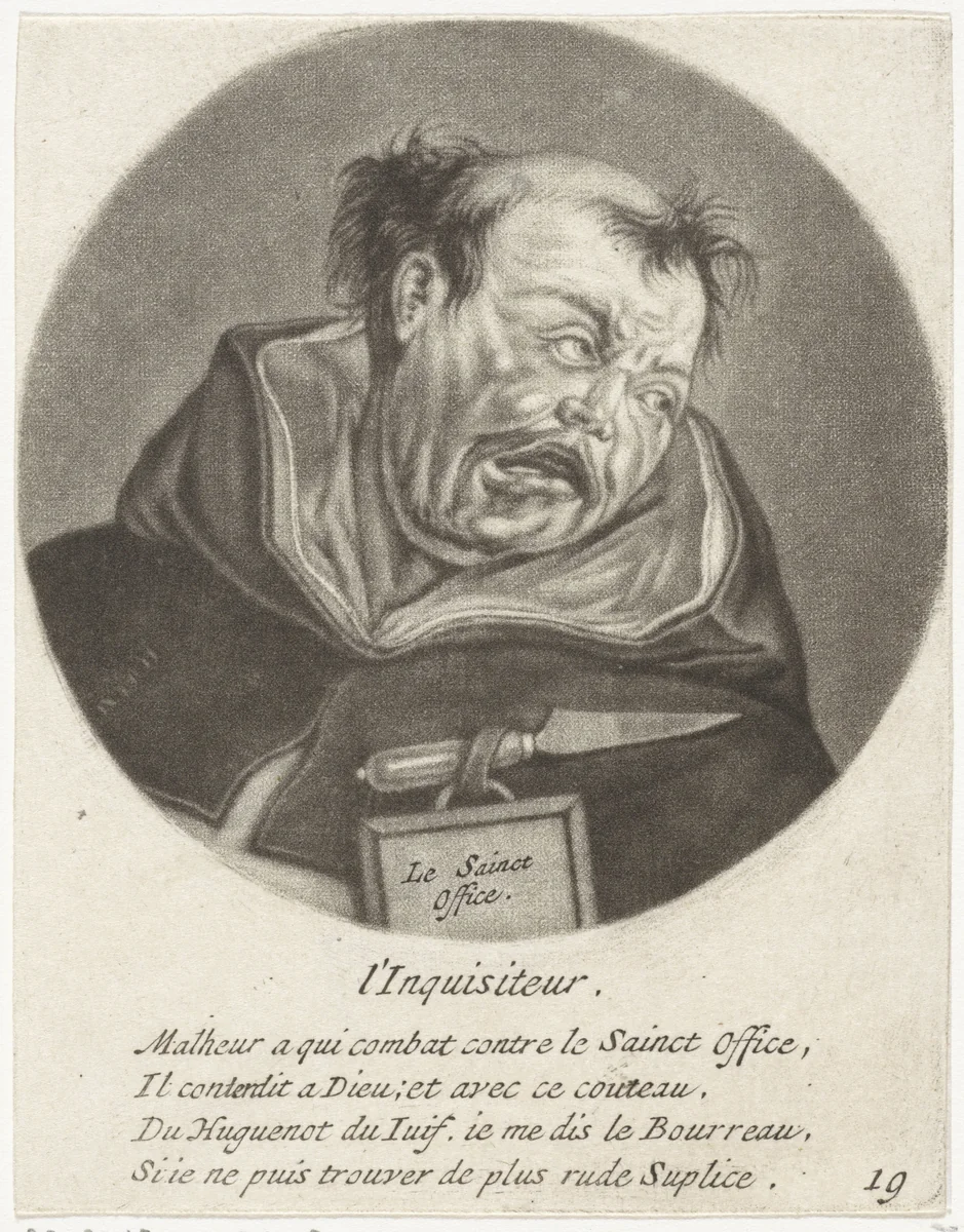 Monnik met een mes by Jacob Gole, print, 1670-1724