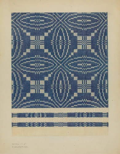 Woven Coverlet by Elizabeth Valentine, index of american design, 1936