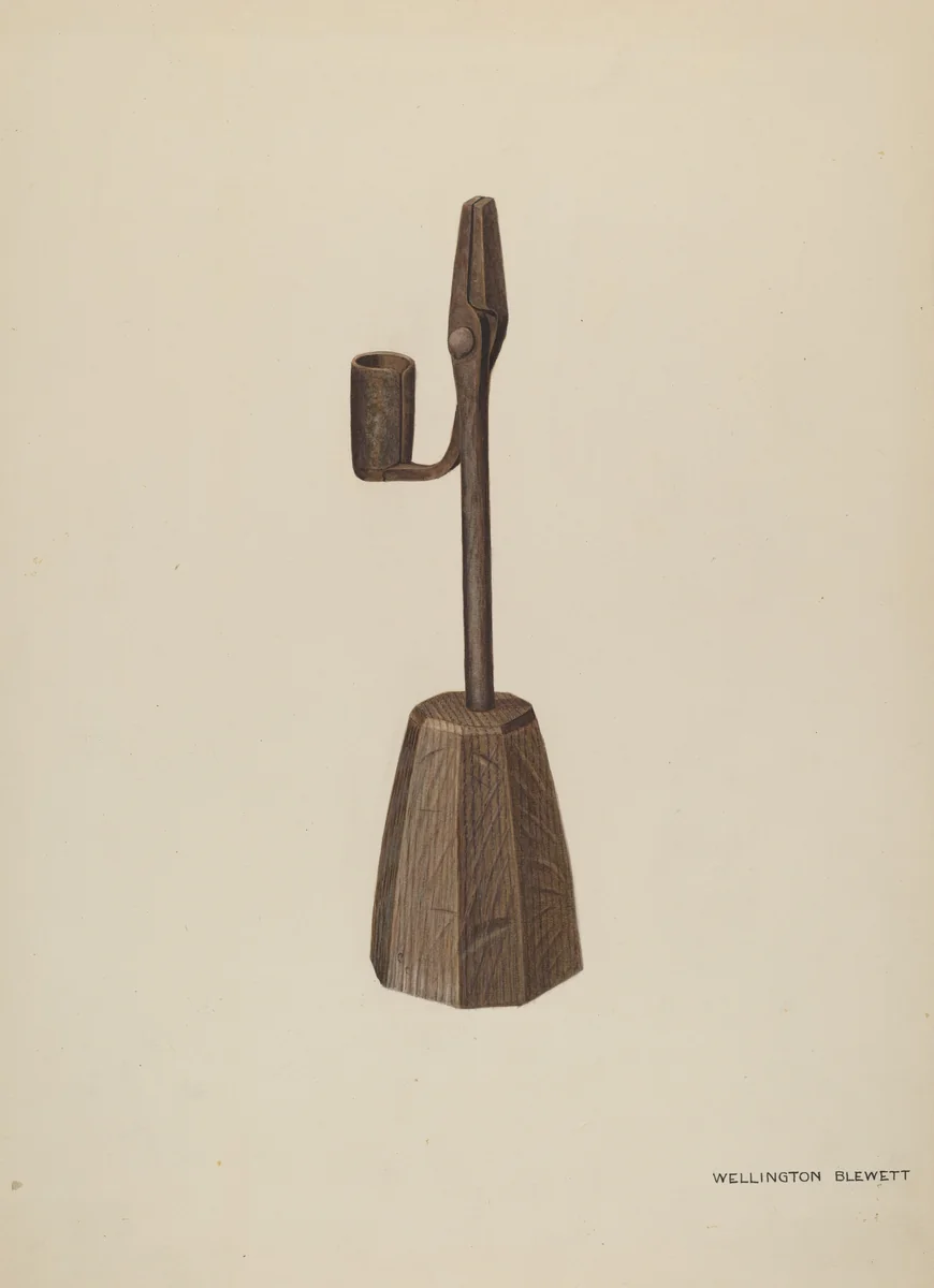Rush Holder with Candle Socket by Wellington Blewett, index of american design, 1937