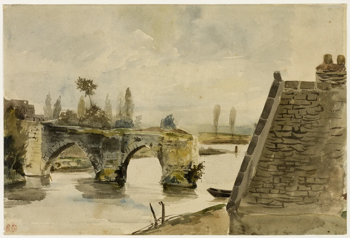 The Old Bridge at Nantes by Eugène Delacroix, painting, 1818-1863