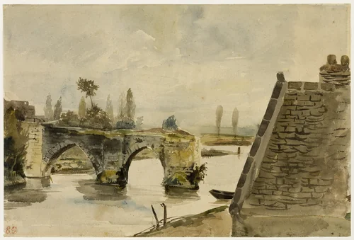 The Old Bridge at Nantes by Eugène Delacroix, painting, 1818-1863