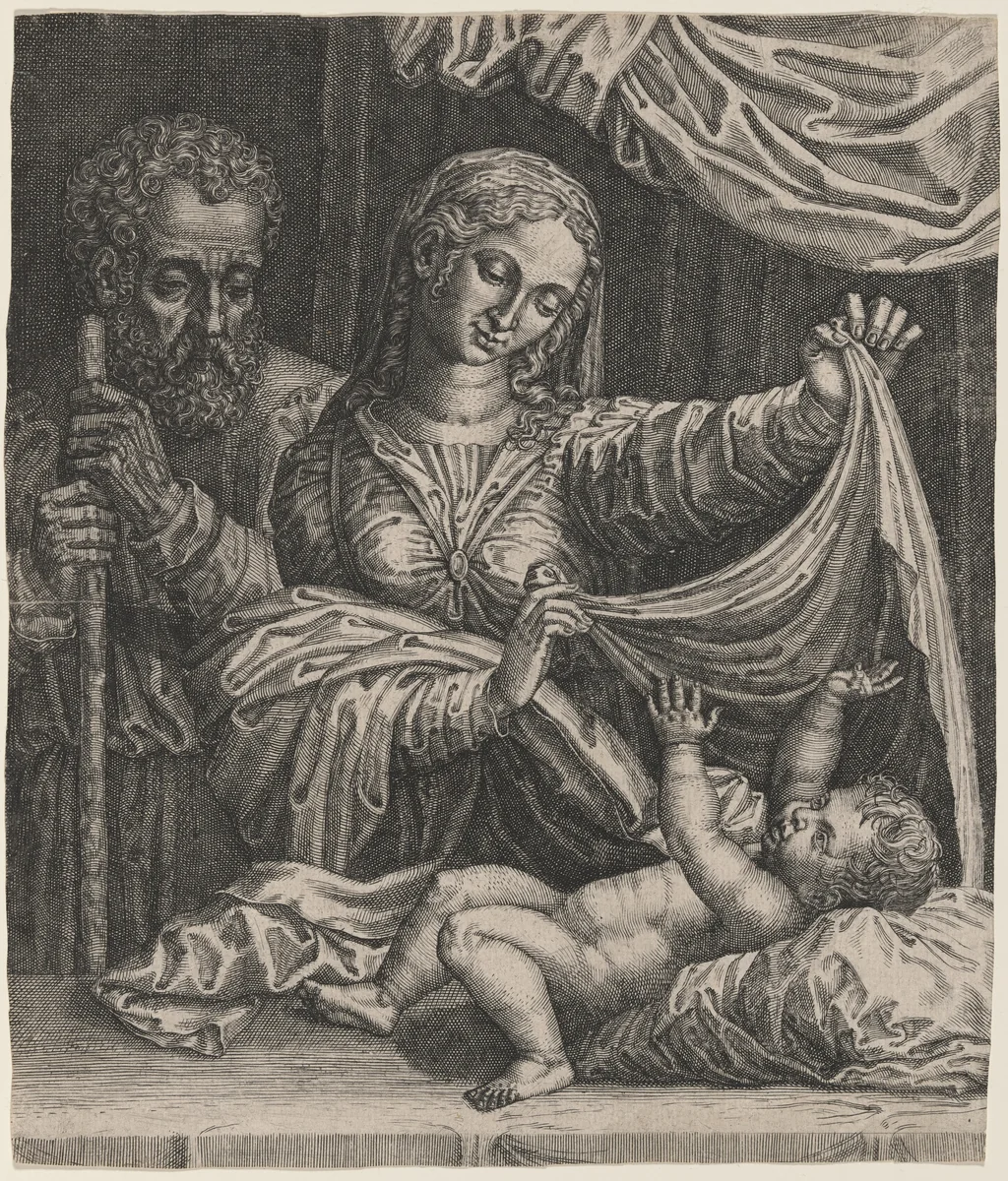 The Madonna of the Veil by Raphael, print, 1500-1599