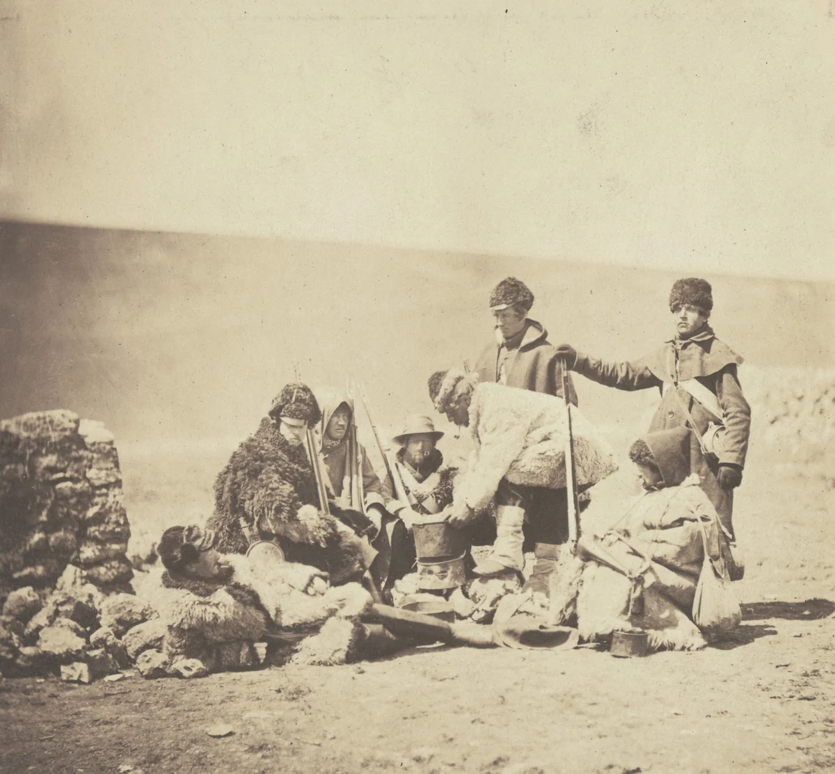 Group of the 47th in Winter Dress by Roger Fenton, photograph, 1856