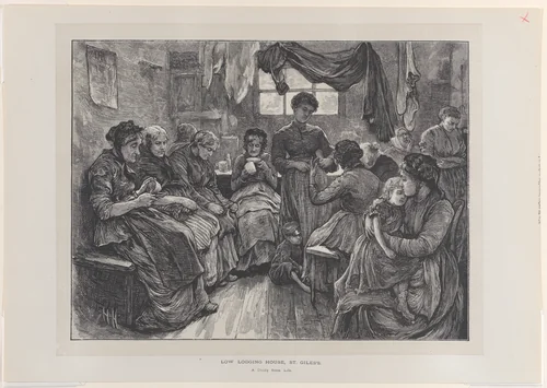 Low Lodging House, St. Giles's; A Study from Life, from "The Graphic," vol. 6 by Hubert von Herkomer, print, 1872