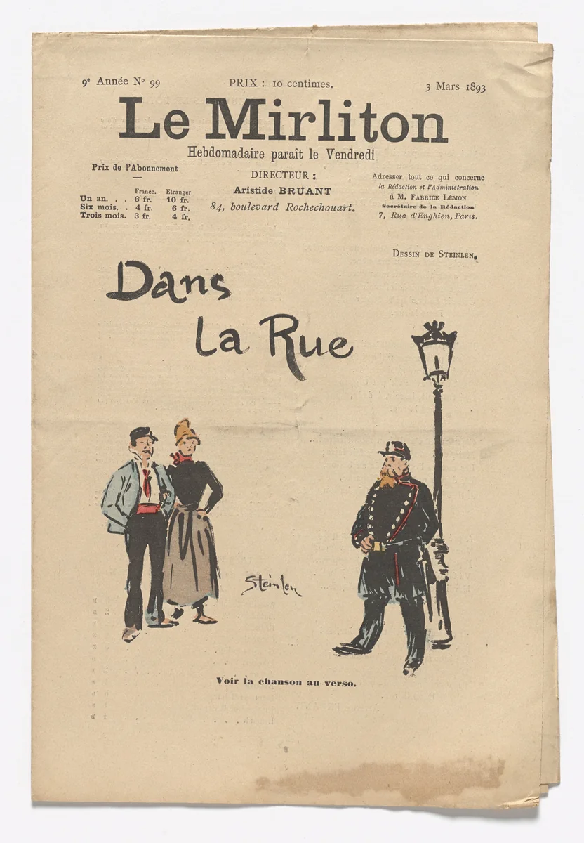 Le Mirliton, no. 99 by Théophile-Alexandre Steinlen, periodical, 1893