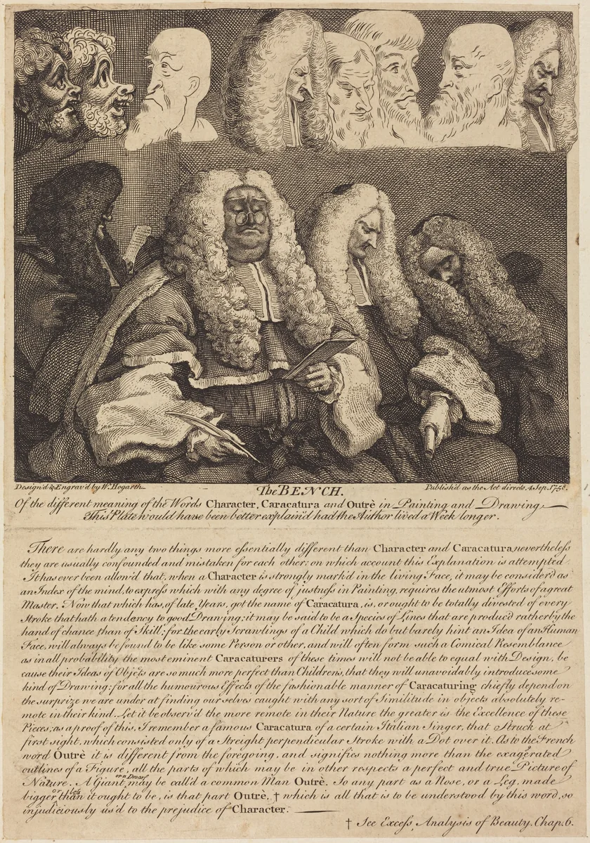 The Bench by William Hogarth, print, 1758