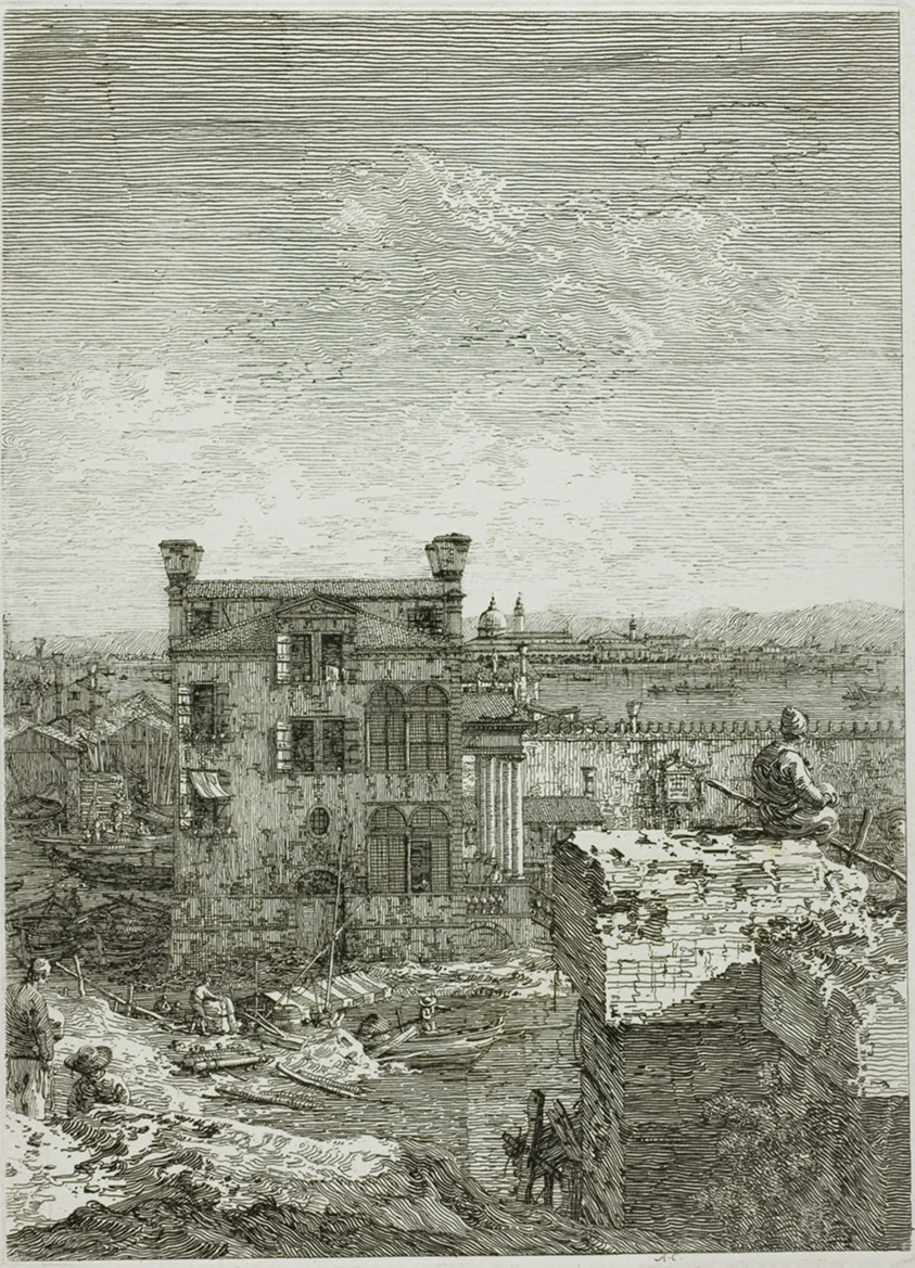 The House with the Peristyle, from Vedute by Canaletto, print, 1735-1744