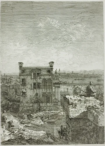 The House with the Peristyle, from Vedute by Canaletto, print, 1735-1744