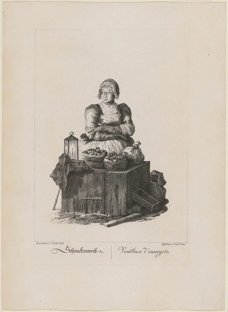Schneckenweib (Snail Seller) by Carl Conti
Johann Christian Brand, print, 1775