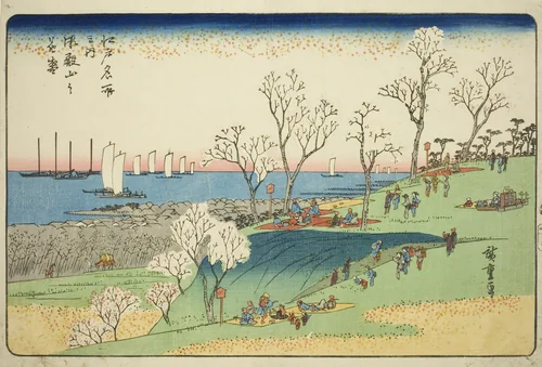 Cherry Blossoms in Full Bloom at Goten Hill (Gotenyama no hanazakari), from the series "Famous Places in Edo (Edo meisho no uchi)" by Utagawa Hiroshige (歌川広重), print, 1827-1839