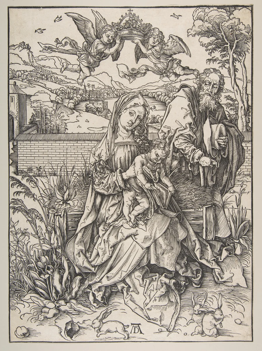 The Holy Family with Three Hares by Albrecht Dürer, print, 1492-1503