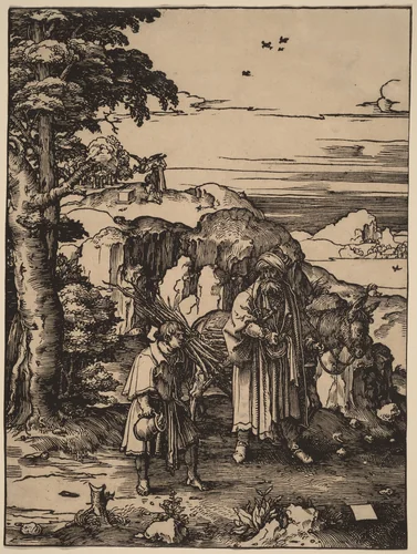 Abraham Going to Sacrifice Isaac by Lucas van Leyden, print, 1517-1519