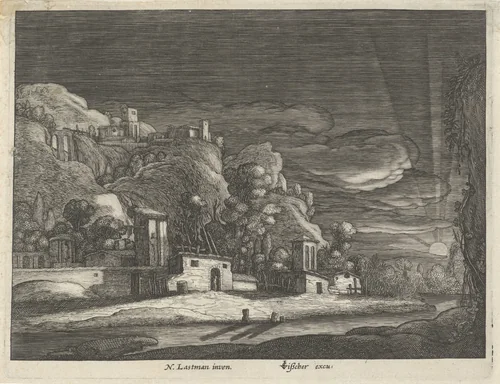 Gezicht op Bethanië by anonymous, print, 1601-1652