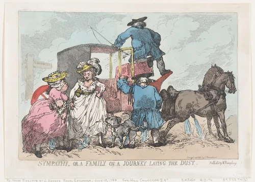 Sympathy, or A Family On A Journey Laying The Dust by Thomas Rowlandson, print, 1784