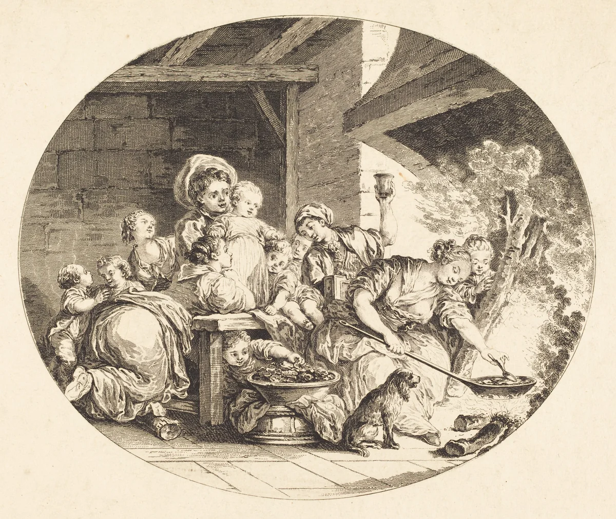 Les Baignets by Nicolas Delaunay; Jean Honoré Fragonard, print, 1782