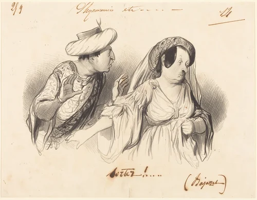 Sortez!... (Bajazet) by Honoré Daumier, print, 1841