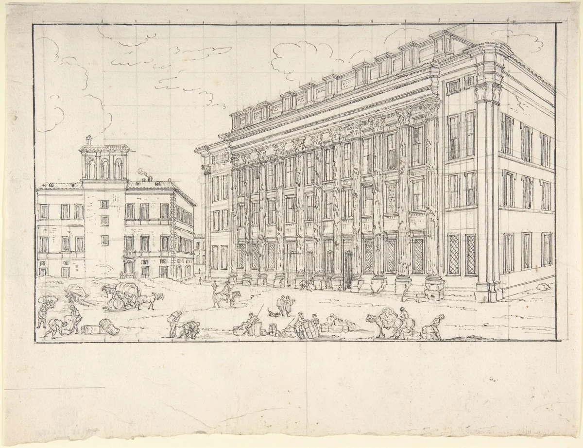 View of the Borsa, Rome by anonymous, drawing, 1700-1800
