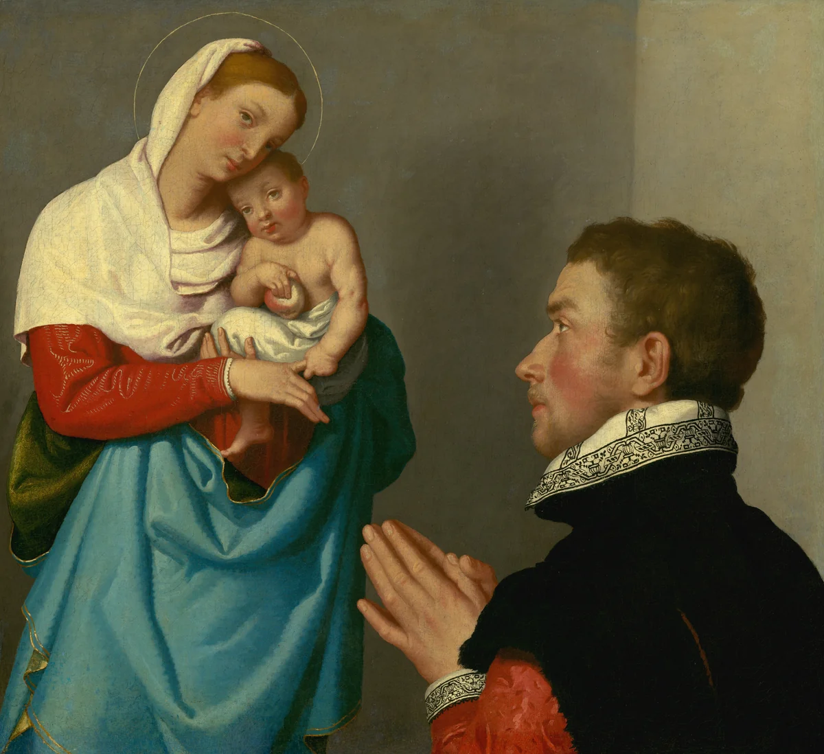 A Gentleman in Adoration before the Madonna by Giovanni Battista Moroni, painting, 1560