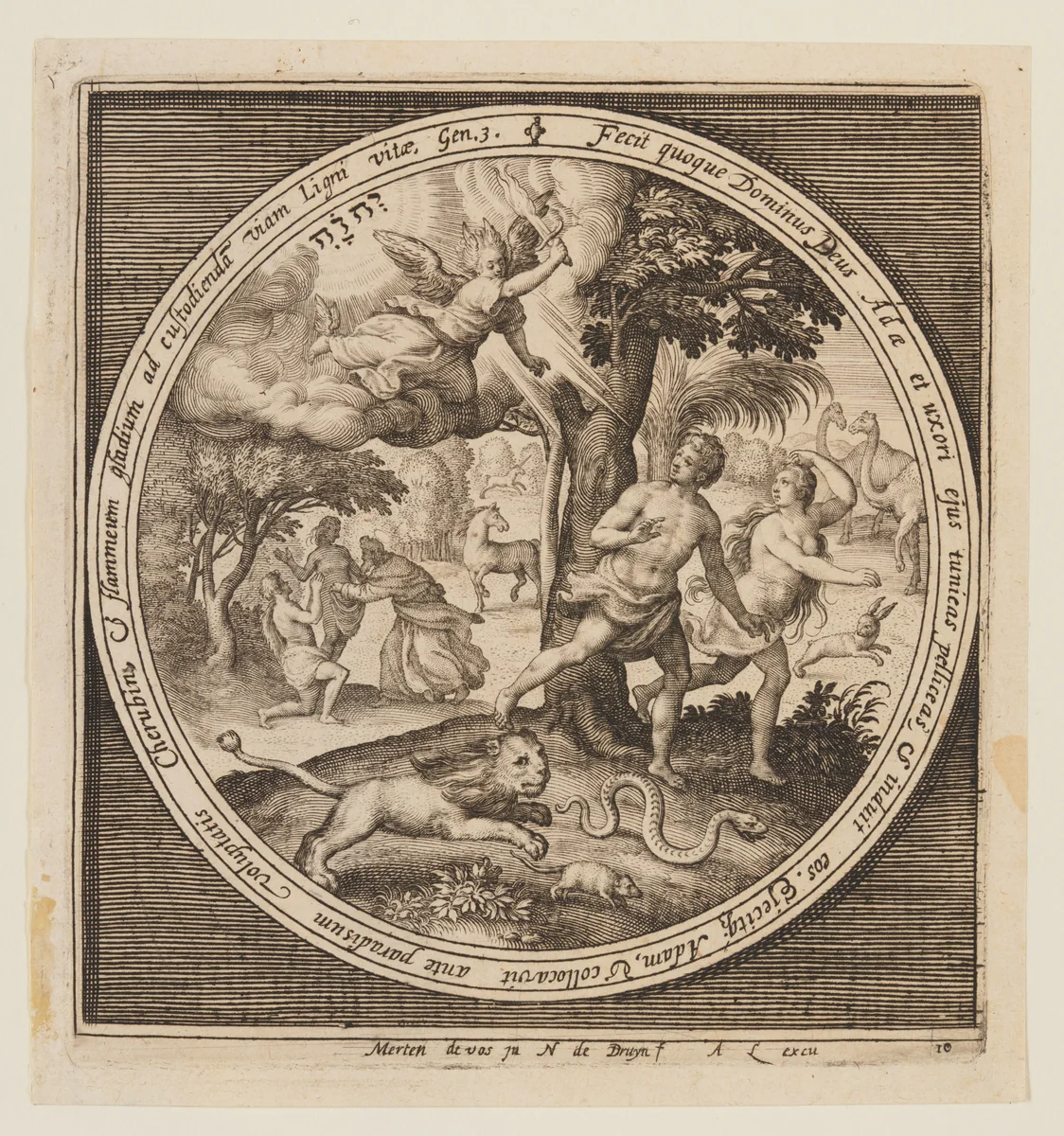 The Expulsion, from The Creation to the Expulsion from Paradise by Nicolaes de Bruyn, print, 1605-1615