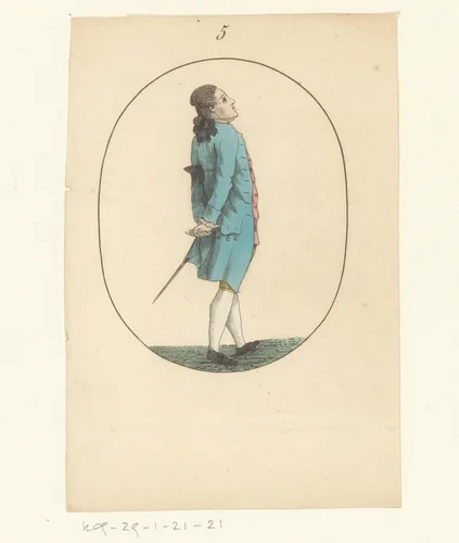 Man met zijn handen op zijn rug by anonymous, print, 1750-1849