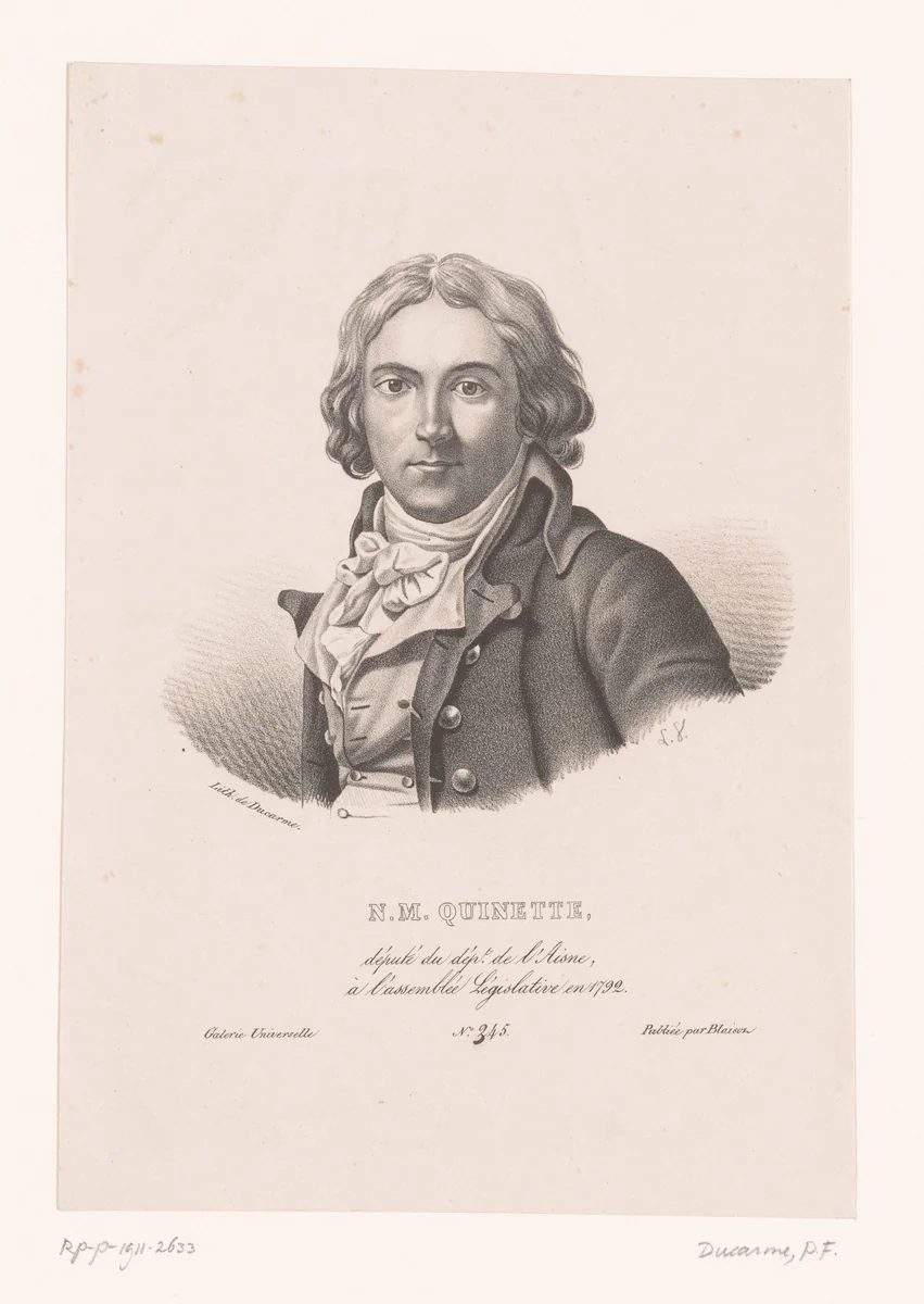 Portret van Nicolas-Marie Quinette by anonymous, print, 1820-1829