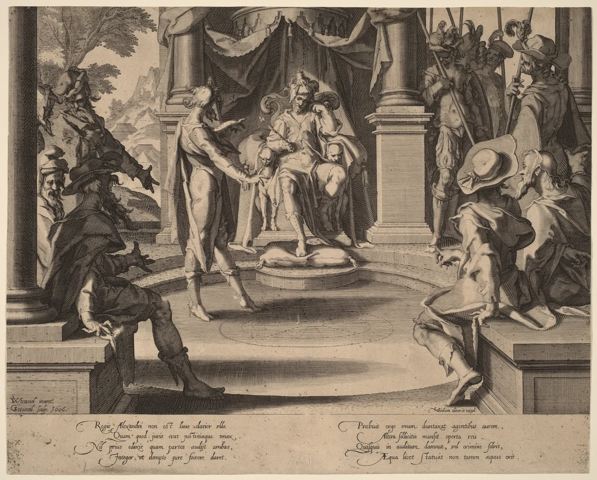Alexander the Great Seated in Justice by Willem van Swanenburgh
Joachim Anthonisz Wtewael
Christoffel van Sichem I, print, 1606