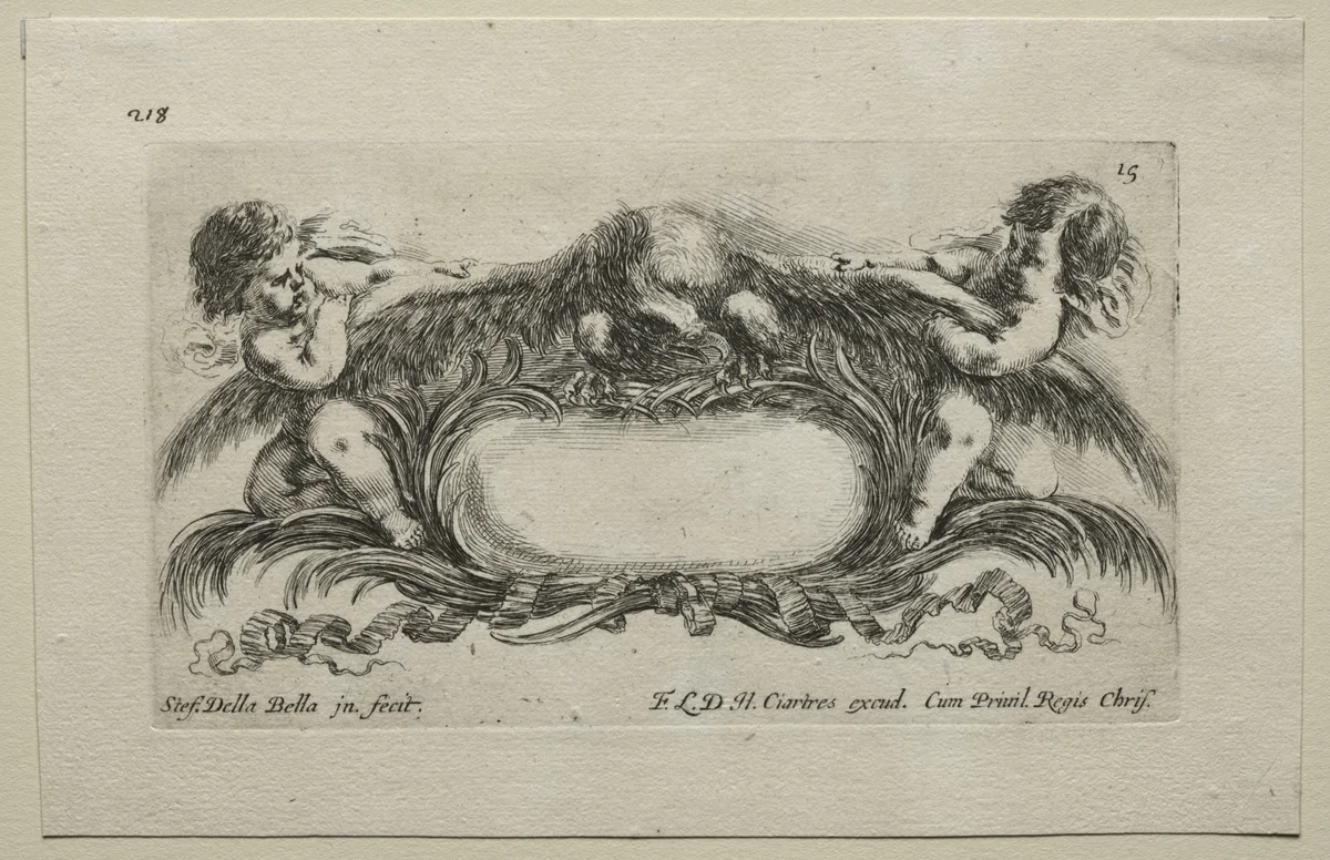 Collection of Various Caprices and New Designs of Cartouches and Ornaments: No 15 by Stefano della Bella, print, 1637-1647