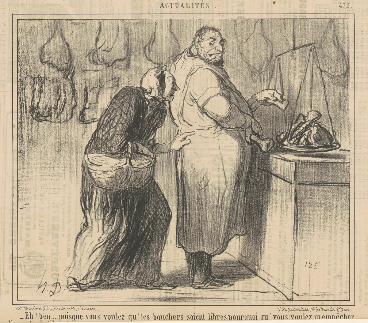 Eh! Ben ... puisque vous voulez qu' les bouchers ... by Honoré Daumier, print, 1857