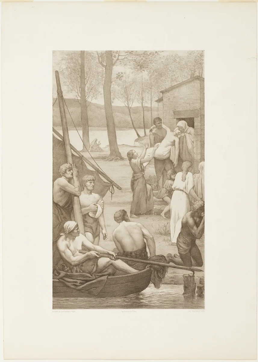Pastoral Life of Saint Geneviève (left panel) by Georges-William Thornley, print, 1883-1893