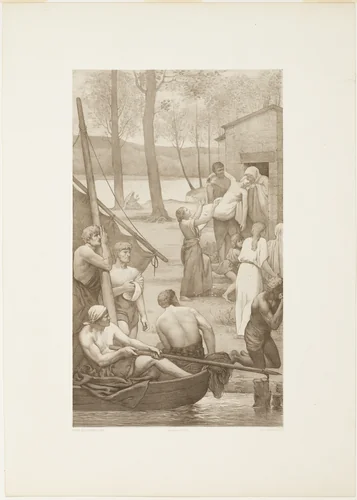 Pastoral Life of Saint Geneviève (left panel) by Georges-William Thornley, print, 1883-1893
