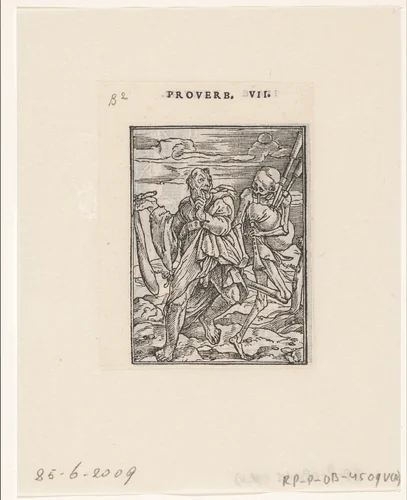 Gek en de Dood by Hans Holbein, print, 1547