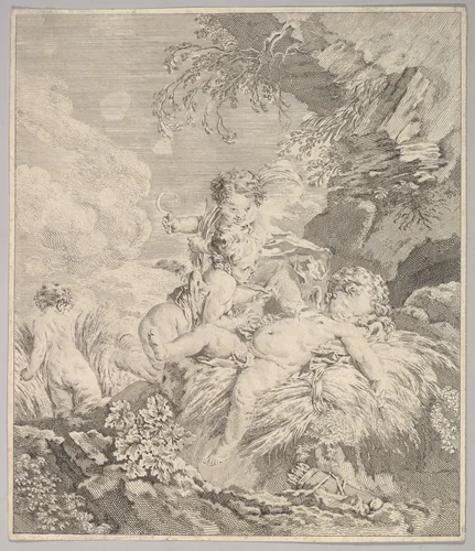 Cupids Tickling Each Other by anonymous, print, 1720-1800