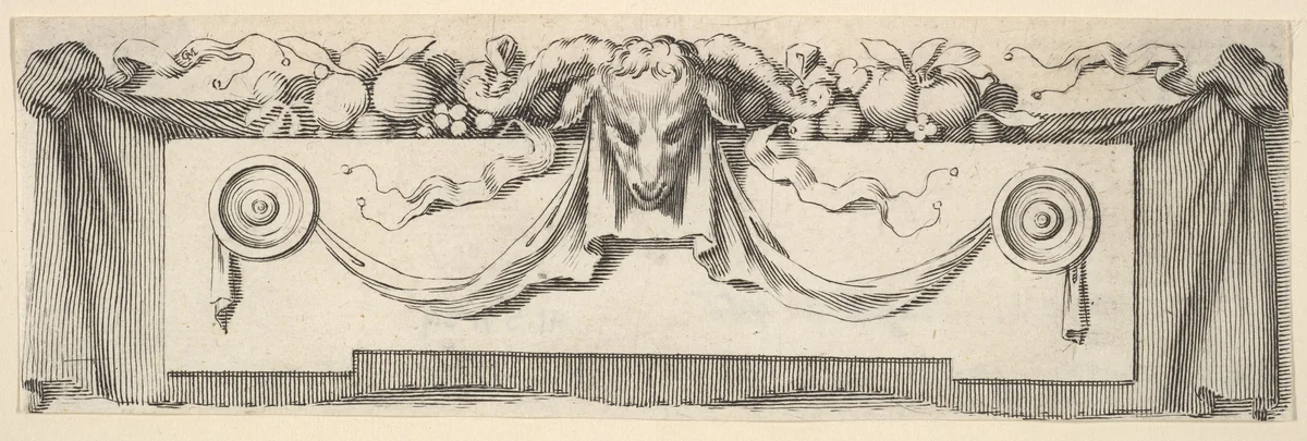 Headband with Ram's Head by Claude Mellan, print, 1600-1688