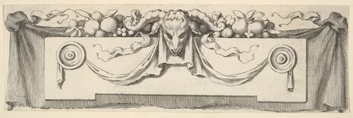 Headband with Ram's Head by Claude Mellan, print, 1600-1688