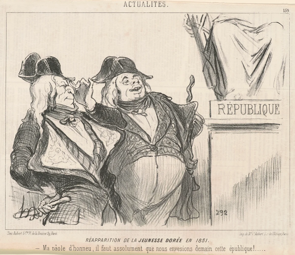 Réapparition de la jeunesse dorée en 1851 by Honoré Daumier, print, 1851