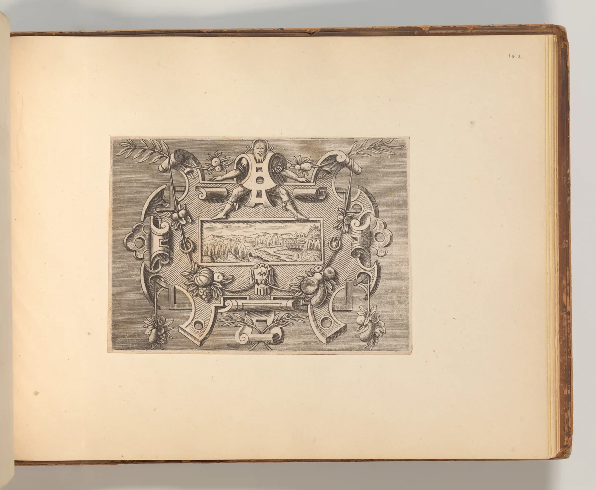 Series of Cartouches, in: Targhe ed altri ornati di varie e capricciose invenzioni (Cartouches and other ornaments of various and capricious invention, page 50) by Cornelis Bos, book, 1540-1550
