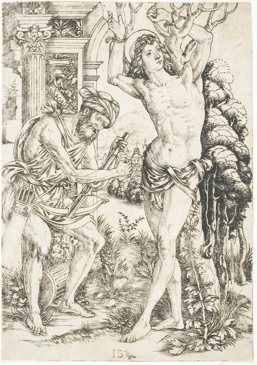 Saint Sebastian by Master I.B. with the Bird, print, 1506-1507
