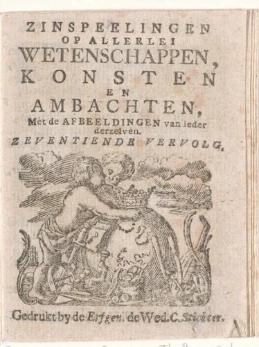 Titelpagina voor: Zinspeelingen op allerlei wetenschappen, konsten en ambachten: Continuation 17, 1786 by Hendrik Numan, print, 1786