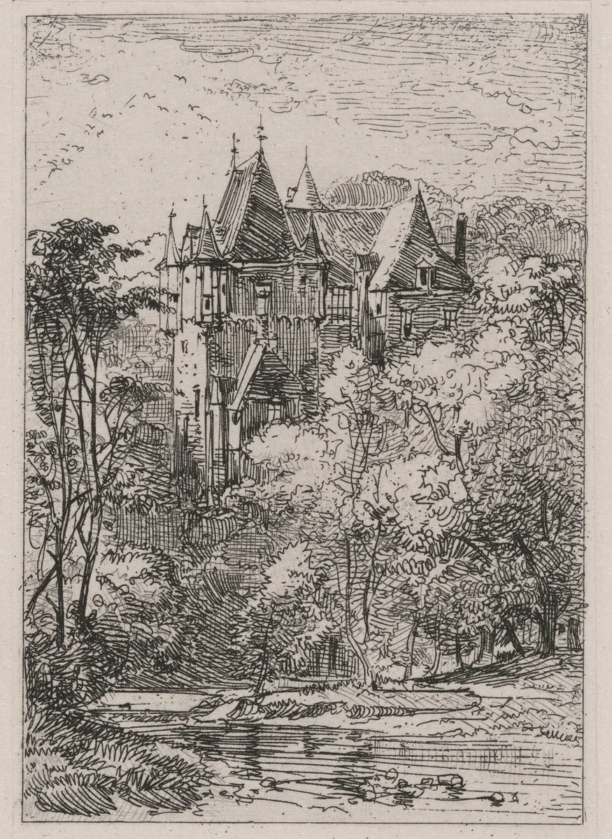 Castle and Stream by Caspar Johann Nepomuk Scheuren, portfolio, 1842