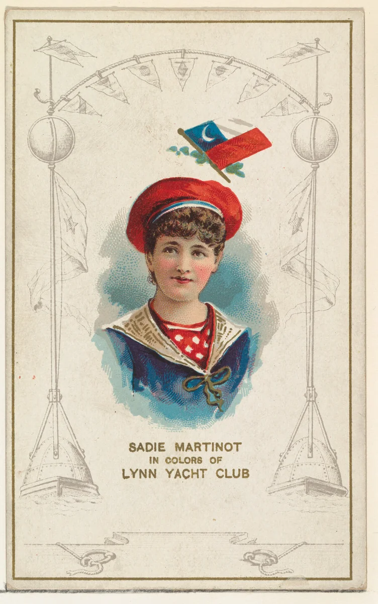 Sadie Martinot in Colors of Lynn Yacht Club, from the Yacht Colors of the World series (N140) issued by Duke Sons & Co. to promote Honest Long Cut Tobacco by W. Duke, Sons & Co., print, 1890