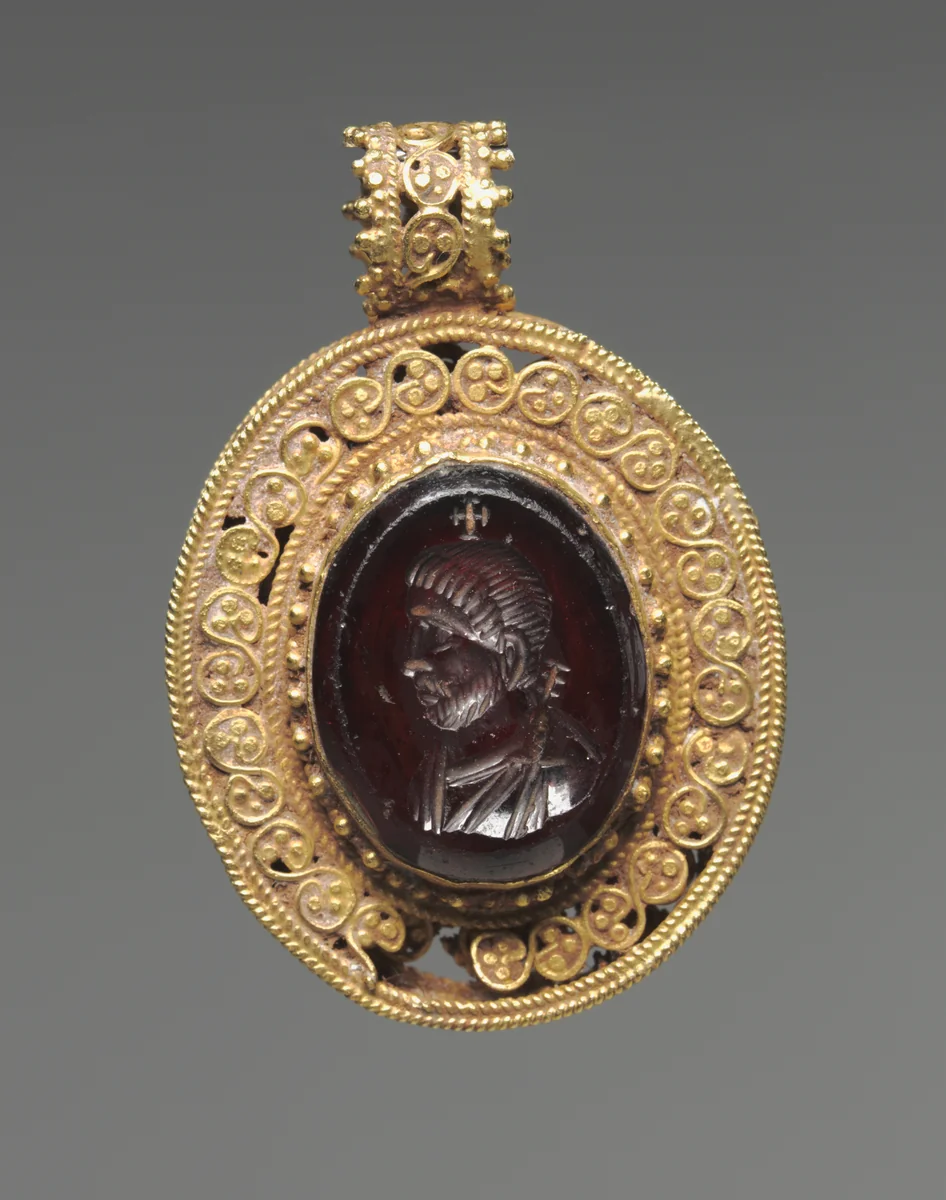 Pendant with Portrait Intaglio by Unknown, sculpture, 500-599