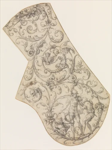 Design for the Right Pauldron of a Parade Armor by Jean Cousin, drawing, 1530-1580